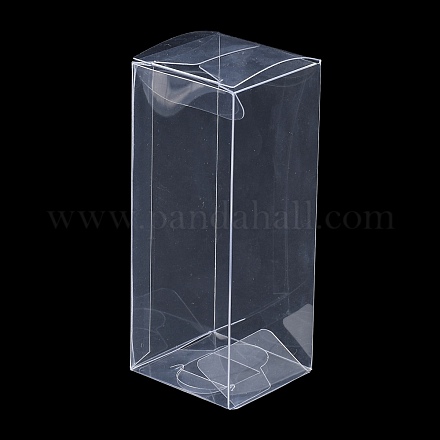 長方形の透明なプラスチックのPVCボックスギフト包装  防水折りたたみボックス  おもちゃやカビ用  透明  箱：4x4x10センチメートル CON-F013-01C-1