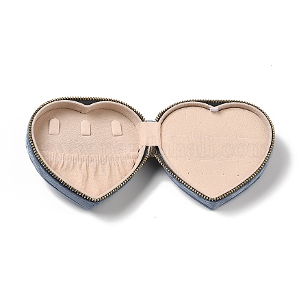 Heart Velvet Jewelry Storage Zipper Boxes PAAG-PW0003-02D-1