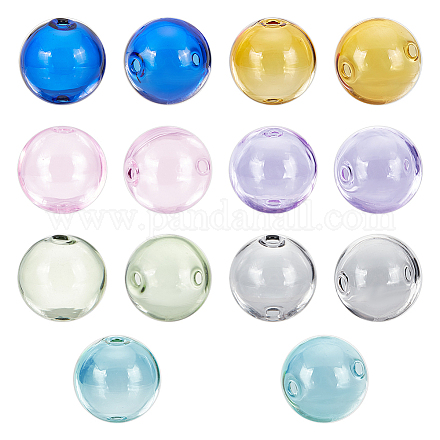 Nbeads 14pcs 7 colores soplado transparente alto globo de vidrio de borosilicato cuentas GLAA-NB0001-62-1