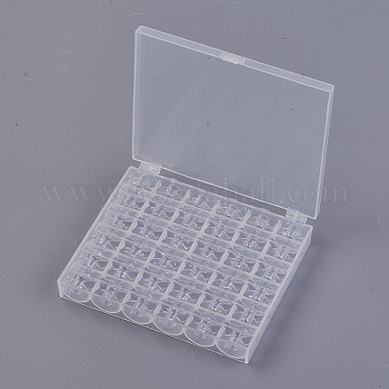 透明プラスチック36スプール家庭用ライン空ミシンライン軸  透明ボビンボックス付き  透明  2.05x1.14cm  36個/箱 TOOL-TAC0006-01-1