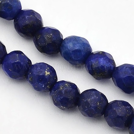 Faceted Round Natural Lapis Lazuli Beads Strands G-E302-081-4mm-1
