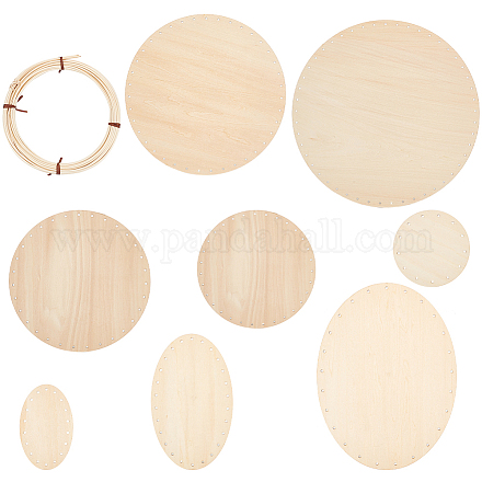 Pandahall elite 1 set conjunto de fondos de ganchillo de tejido de madera WOOD-PH0002-57-1