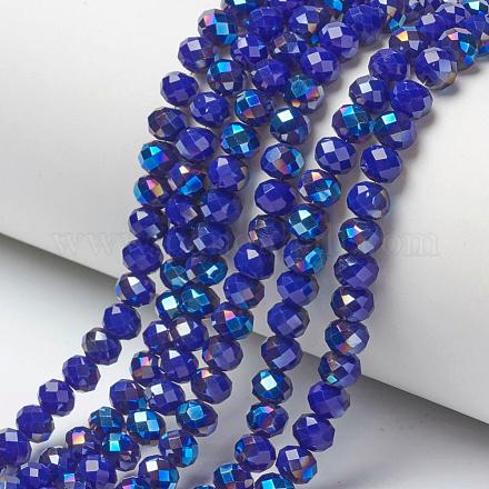 Electroplate Opaque Solid Color Glass Beads Strands EGLA-A034-P8mm-I14-1
