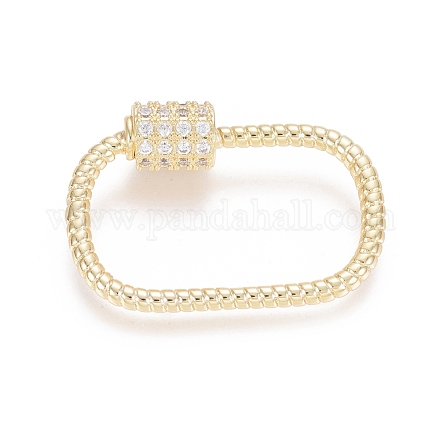 Brass Micro Pave Clear Cubic Zirconia Screw Carabiner Lock Charms ZIRC-L085-04G-1