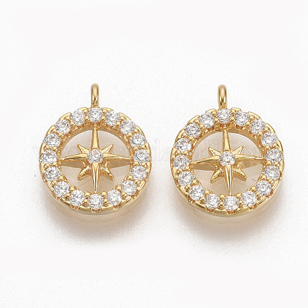Brass Micro Pave Clear Cubic Zirconia Charms ZIRC-Q021-032G-NF-1
