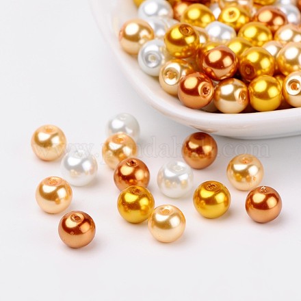 Caramello perline perla mix di vetro perlato HY-X006-8mm-02-1