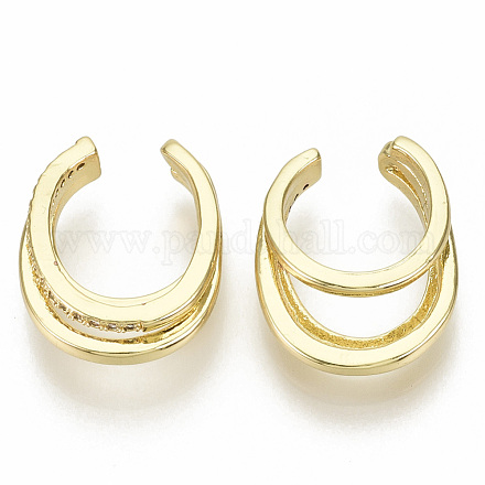 Boucles d'oreilles manchette en laiton zircon cubique transparent EJEW-S201-200-NF-1