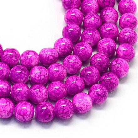 Baking Painted Glass Round Bead Strands DGLA-Q019-8mm-46-1