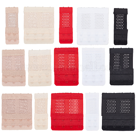 Benecreat 15 pièces 15 styles 2 rangées x 2/3/4 crochets rallonges de soutien-gorge en polyester pour sous-vêtements DIY-BC0012-41-1