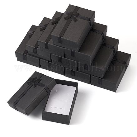 Cajas de regalo de joyería de papel rectangular con lazo CON-TAC0010-79A-1
