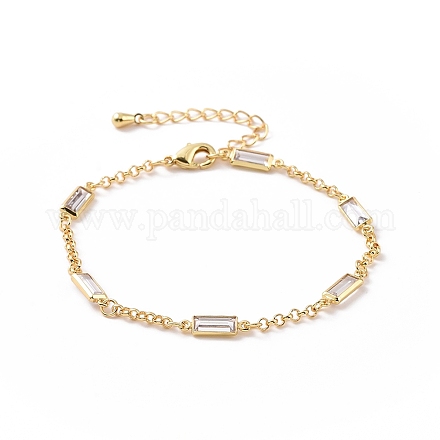 Bracelets à chaîne rectangle en zircone cubique BJEW-G654-02G-02-1