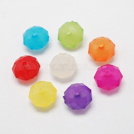 Mixed Color Faceted Rondelle Imitation Jelly Acrylic Spacer Beads X-JACR-S012-M-1