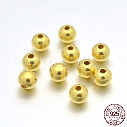 925 Sterling Silver Round Beads STER-E040-01G-1