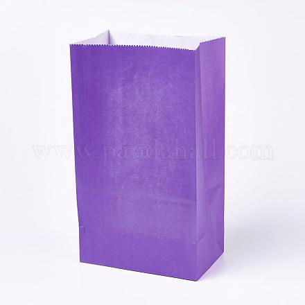 ピュアカラークラフト紙袋  食品保存袋  ハンドルなし  ベビーシャワーの子供の誕生日パーティーに  紫色のメディア  23.5x13x8cm CARB-WH0008-11-1
