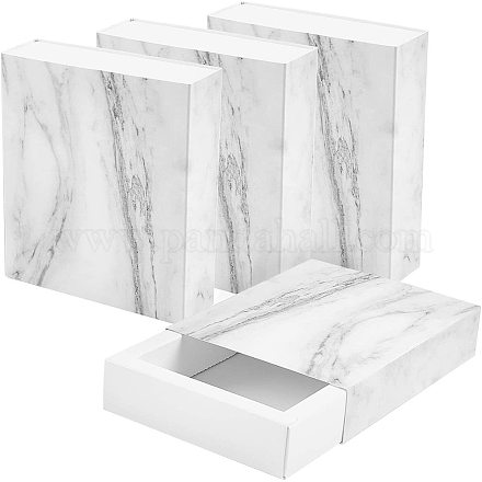 Boîtes à tiroirs en papier à motif de marbre CON-WH0071-06D-1