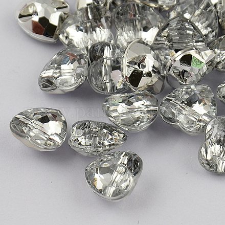 1-Hoyo Taiwán acrílico diamante de imitación botones del corazón BUTT-F017-21mm-02-1