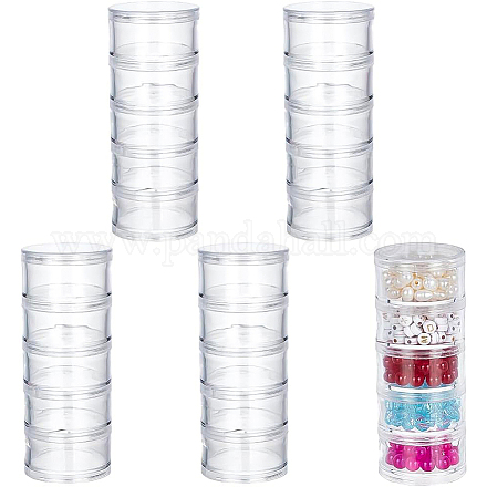 BENECREAT 15G/15ML Stackable Round Plastic Containers 5 Column(5 Layer/Column) Bead Storage Jars for Beads CON-BC0005-03-1