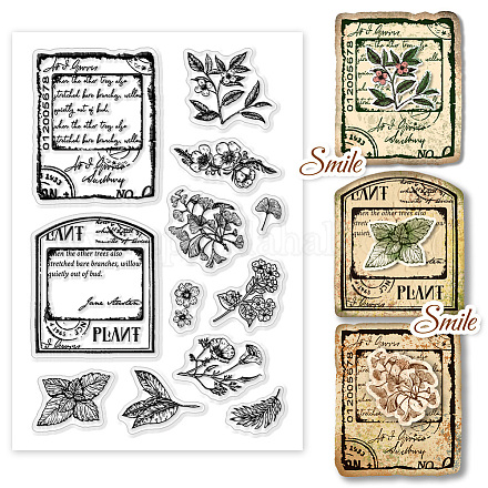 PH PandaHall Plant Illustration Clear Stamps DIY-WH0448-0367-1