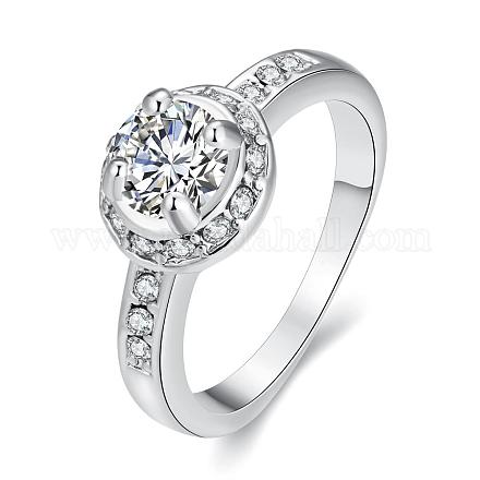 Изысканные обручальные кольца из латуни чешский горный хрусталь палец кольца для женщин RJEW-BB02132-7B-1