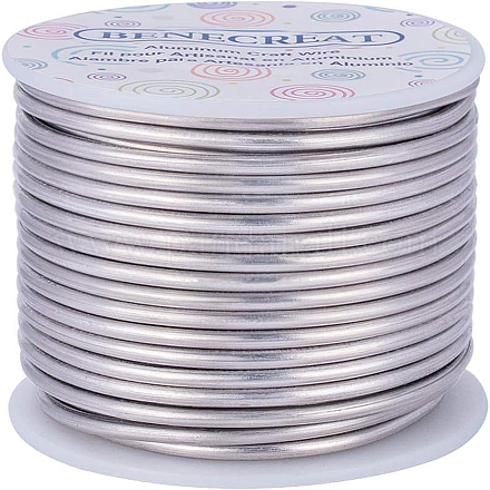 BENECREAT 9 Gauge/3mm Tarnish Resistant Jewelry Craft Wire 17m Bendable Aluminum Sculpting Metal Wire for Jewelry Craft Beading Work - Primary Color AW-BC0001-3mm-17-1