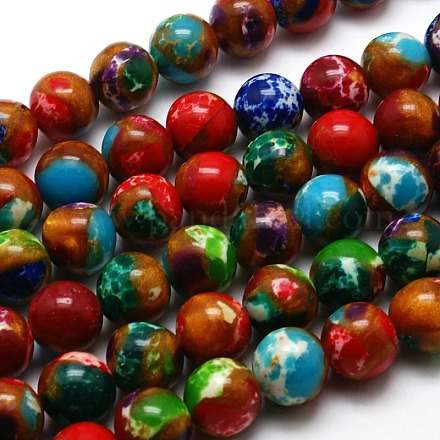 Round Synthetic Imperial Jasper Beads Strands G-I098-6mm-02-1