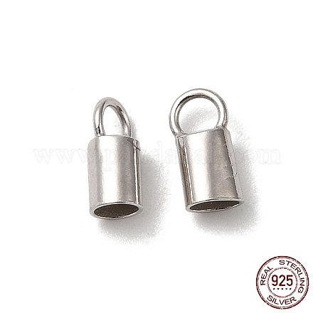 Rhodium Plated 925 Sterling Silver Cord Ends STER-P055-01C-P-1