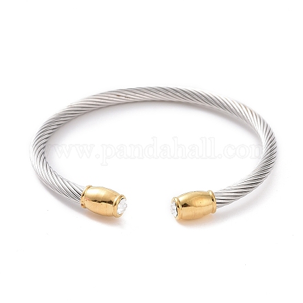 Bracelets jonc avec boule à la mode pour femmes en 304 acier inoxydable BJEW-N225-72P-1
