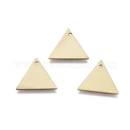 真鍮チャーム  三角形  ブラッシングアンティークブロンズ  16x18x0.8mm  穴：1mm KK-E719-04AB-1