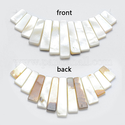 Rectangle Natural White Mother of Pearl Shell Graduated Beads Strands SSHEL-P002-02-1