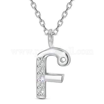 SHEGRACE Rhodium Plated 925 Sterling Silver Initial Pendant Necklaces JN902A-1