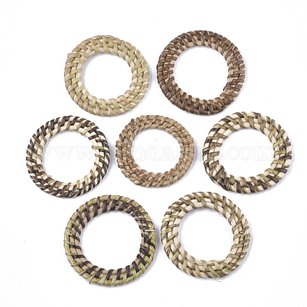 Handmade Reed Cane/Rattan Woven Linking Rings WOVE-T006-067-1
