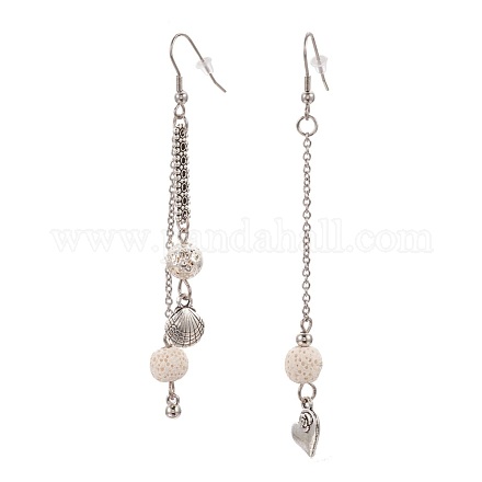 (vente de bijoux fêtes d'usine) boucles d'oreilles pendantes en pierre de lave synthétique EJEW-F184-09AS-1