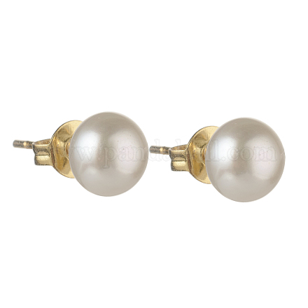 Natural Pearl Rondelle Stud Earrings EJEW-JE04585-03-1