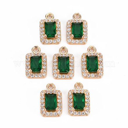 Rack Plating Brass Micro Pave Clear Cubic Zirconia Charms X-KK-T060-13-RS-1