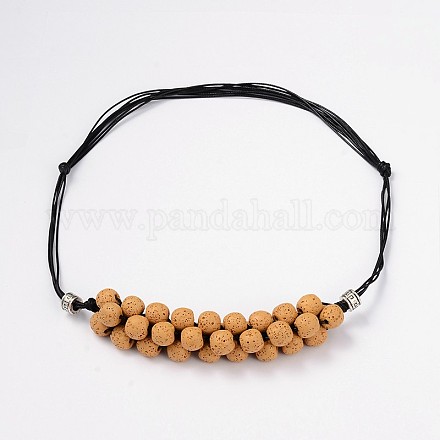 (vente de bijoux fêtes d'usine) colliers de perles de roche de lave NJEW-D204-04-1