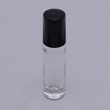 透明なシングルボトル  コラム  黒いプラスチックカバー  ガラス  透明  19x83.5mm  穴：9.5mm  容量：8ミリリットル MRMJ-WH0068-01-1