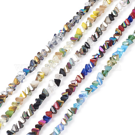 Fashewelry5連売り5色電気メッキガラスビーズ連売り  三角形  ミックスカラー  2.5~3x4x4mm  穴：1mm  約149~153個/連  14.56~15.15''（37~38.5センチメートル）  1連 / color EGLA-FW0001-02-1