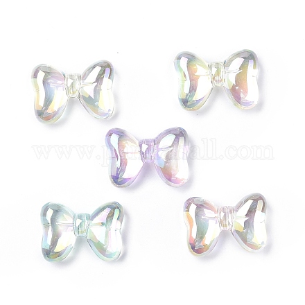 UV Plating Rainbow Iridescent Acrylic Beads OACR-H015-06-1