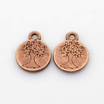 Flat Round with Tree of Life Plating Zinc Alloy Pendants PALLOY-N0104-02R-NF-1