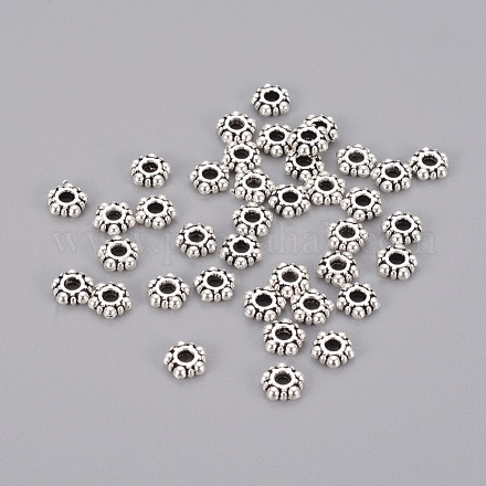 Antique Silver Alloy Rondelle Spacers Beads X-AA116-1