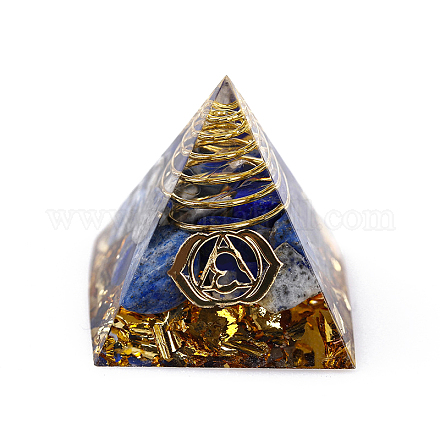 Chakra Pattern Orgonite Pyramid Resin Display Decorations G-PW0005-03F-1