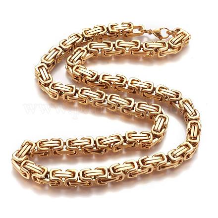 304 Stainless Steel Byzantine Chain Necklaces NJEW-L159-01G-1