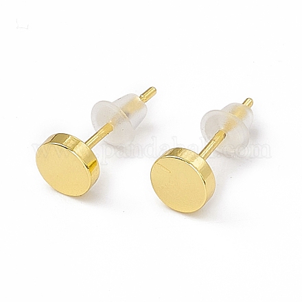 Brass Flat Round Stud Earrings for Women EJEW-P211-06G-1