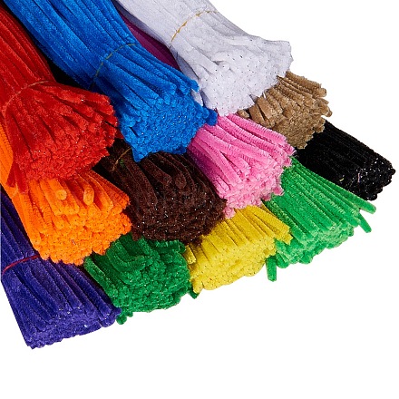 12 Color 11.8inch Tinsel Decoration DIY Chenille Stem Tinsel Garland Craft Wire Sets DIY-PH0004-02-1