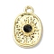 Alloy Black Rhinestone Pendants, Oval, Golden, 18x12x3mm, Hole: 2mm