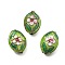 Handmade Cloisonne Beads, Oval, Lime Green, 19.5x13~13.5x9mm, Hole: 1mm