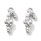 Micro Pave Clear Cubic Zirconia Pendants, Christmas Crutch, Platinum, 13x6x4mm, Hole: 1.2mm