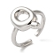 Initials Brass Open Cuff Ring for Women, Letter Q, 17x12mm, Adjustable