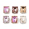 Brass Glass Rhinestone Sew on Rhinestones, Faceted, Rectangle, Platinum, 11x9x6mm, Hole: 1mm