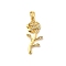 Brass Micro Pave Cubic Zirconia Pendants, Flower, Long-Lasting Plated, Rack Plating, Cadmium Free & Lead Free, Golden, 28.5x12x3mm, Hole: 4x2.5mm